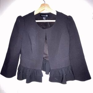 Forever 21 Black Mini Blazer with Ruffle Detail